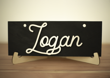 Load image into Gallery viewer, Personalized Chevron Pet Crate Sign | Black