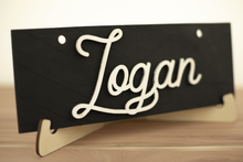 Load image into Gallery viewer, Personalized Chevron Pet Crate Sign | Black