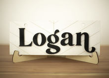 Load image into Gallery viewer, Personalized Chevron Pet Crate Sign | White