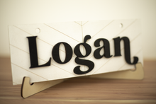 Load image into Gallery viewer, Personalized Chevron Pet Crate Sign | White