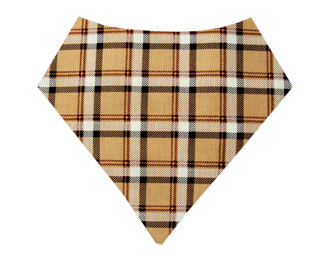 Brown & White Plaid Bandana