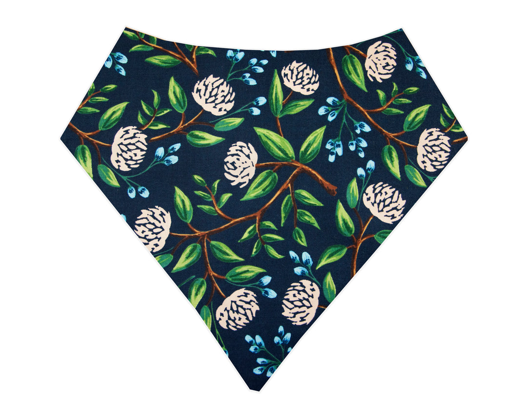 Peony Dog Bandana - Navy Blue