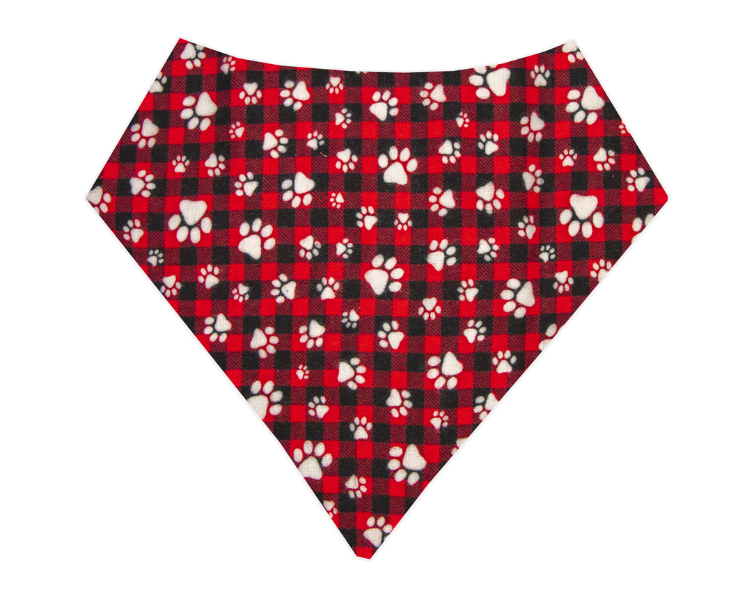 Paw Print Plaid Bandana