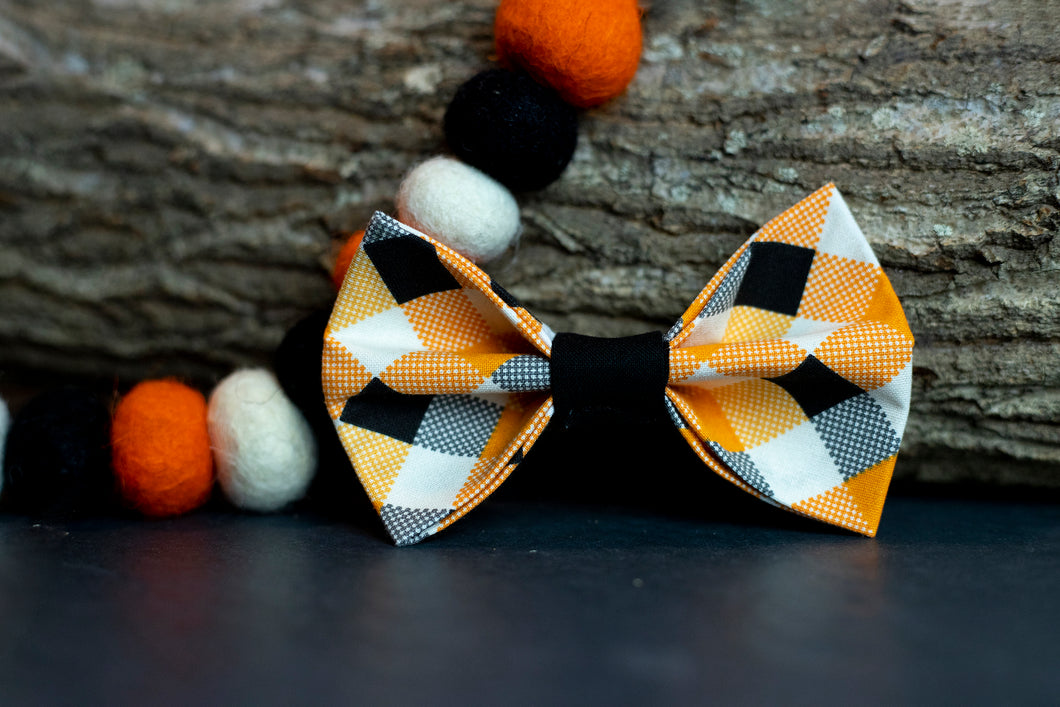 Orange Checkered Bow Tie