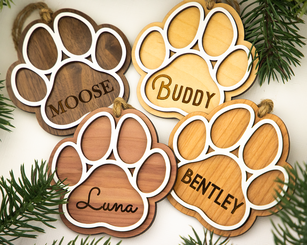 Personalized Paw Print Pet Ornament