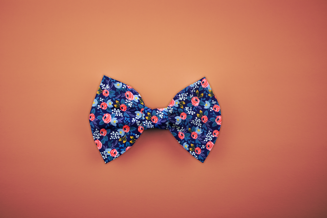 Floral Bow Tie - Navy & Purple