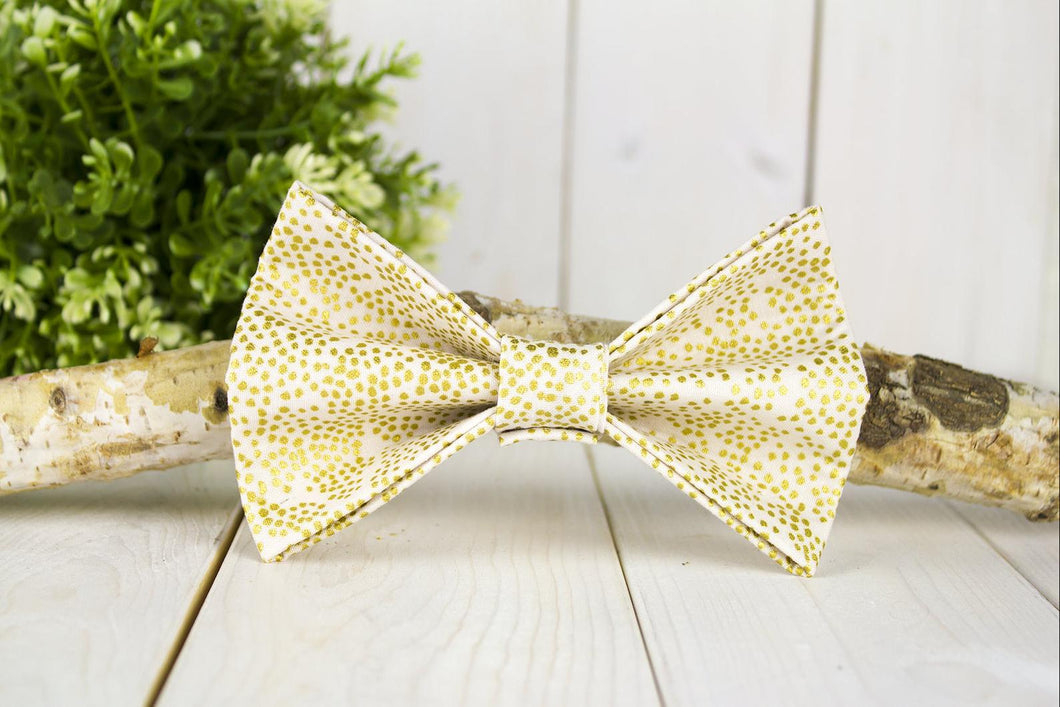 Metallic Pin Dot Bow Tie - Blush