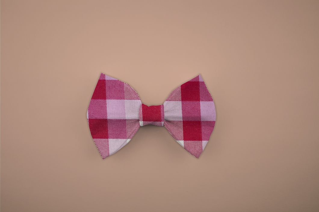 Pink Plaid Bow Tie